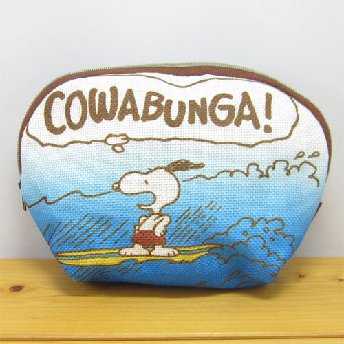 オシャレなグラデーションデザイン Peanuts ピーナッツ スヌーピー Snoopy グラデサーフ Gradesurf シリーズ ポーチ ブルー スヌーピーの雑貨のおもちゃ箱バーグ