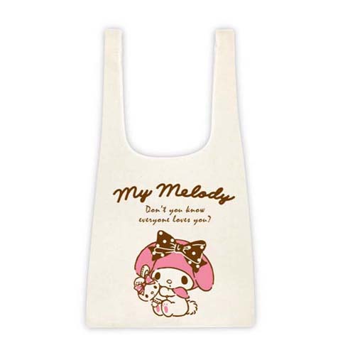 お洋服や雑貨などのお買い物だってかわいいエコバッグ持参が基本です♪サンリオ　帆布エコバッグ　マイメロディ（ピンク）