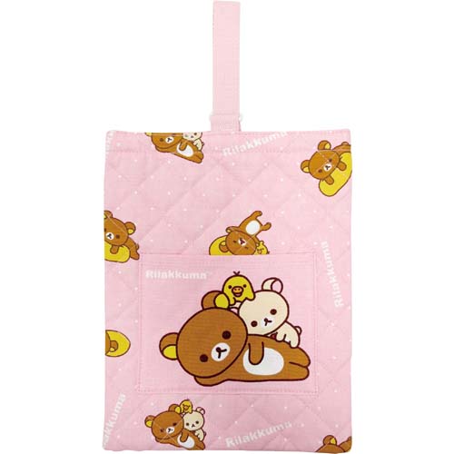 持ち手を通すだけのシンプルなシューズバッグ 簡単に出し入れできるのでキッズにピッタリ リラックマ シューズケース ポケット リラックマ の雑貨のおもちゃ箱バーグ