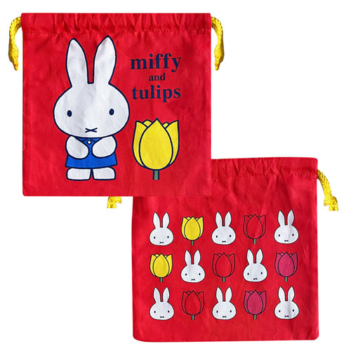 ディック・ブルーナ　ミッフィー＆チューリップ（miffy and tulips）　巾着（チューリップRD）