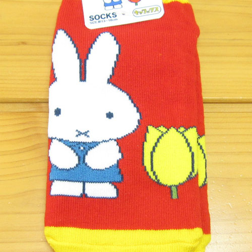 プリントソックス　ディック・ブルーナ　ミッフィー＆チューリップ（miffy and tulips）　キッズソックス（チューリップRD）